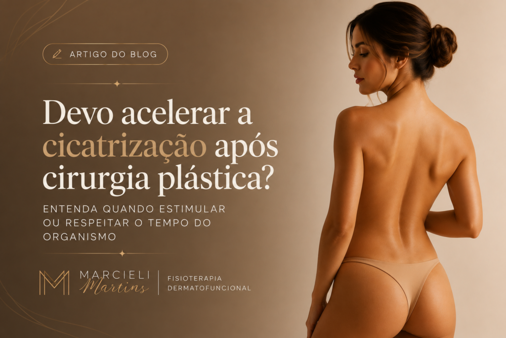 A cicatrização após cirurgia plástica não depende apenas do tempo, mas da forma como o organismo responde ao trauma cirúrgico. Descubra quando estimular o processo, quando respeitá-lo e qual é o papel da fisioterapia no pós-operatório.
